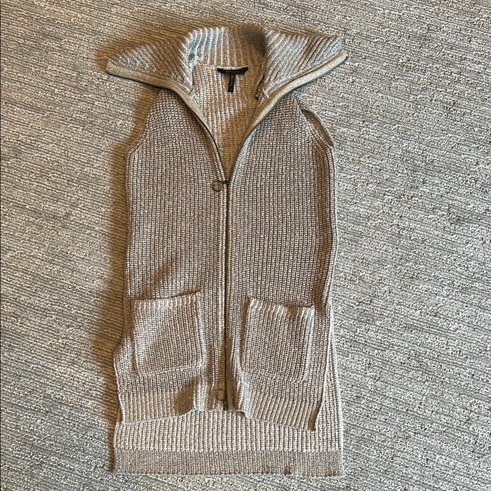BCBGMaxAzria beige sparkly Cowl Neck Sweater Vest